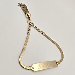 Vintage Forstner Gold Filled ID Bracelet – 1940s Tassel Chain, Engraved Plate